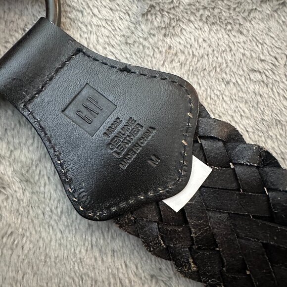 Gap Black Thick Wide Leather Woven Braided Belt Women's MEDIUM - Picture 5 of 6